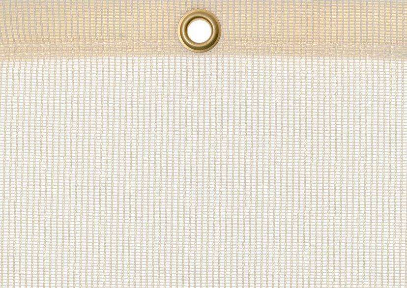 Detail picture of PE air permeable cover, creme, with eyelet and border on top