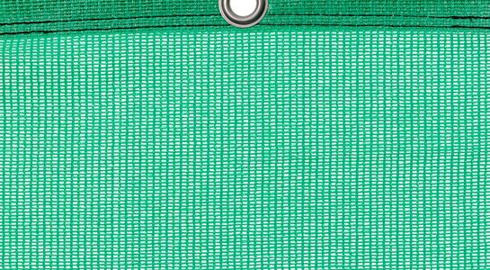 Detail picture of PE air permeable cover, light green, with eyelet and border on top