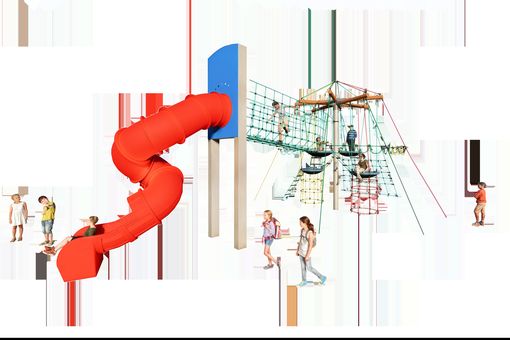 Vogelnestbaum inkl. Brücke und Wendelrutsche, Holz