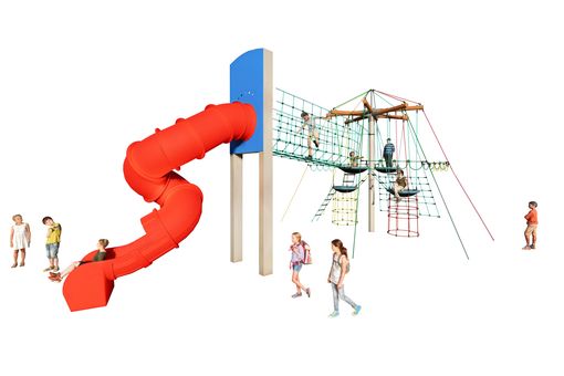 Vogelnestbaum inkl. Brücke und Wendelrutsche, Holz