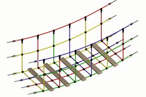 Netzbrücke mit zusätzlichen Holzsprossen, per lfd.m.