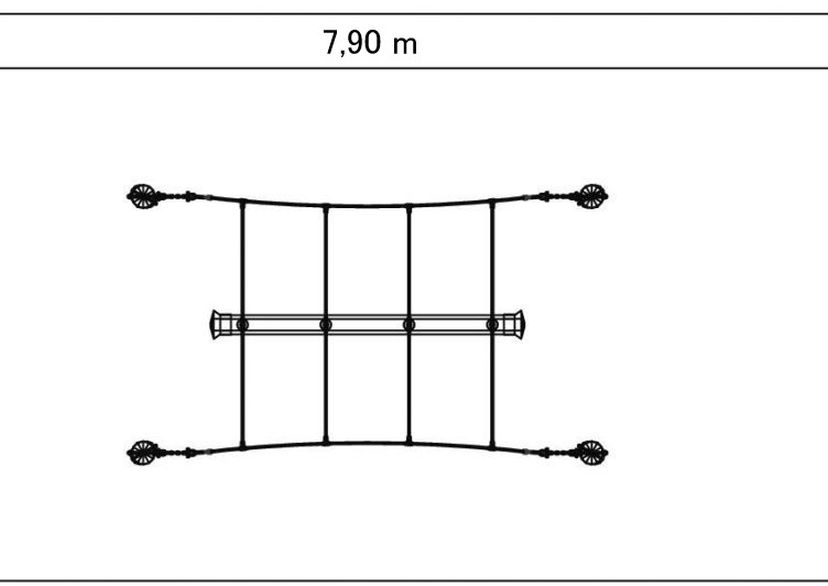 Gondolar rope-end swinger, Douglas fir posts (Ø 180 mm), with post shoes