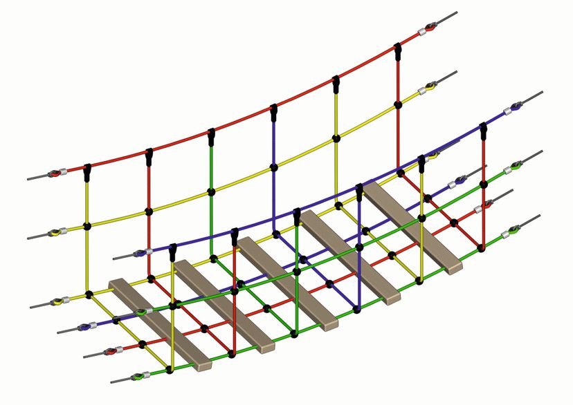 Net bridge with additional wooden rungs, per running metre