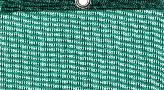 Detail picture of PE air permeable cover, dark green, with eyelet and border on top