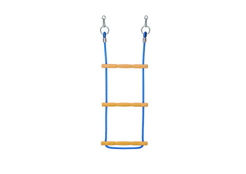 Rope ladder with acacia wood rungs