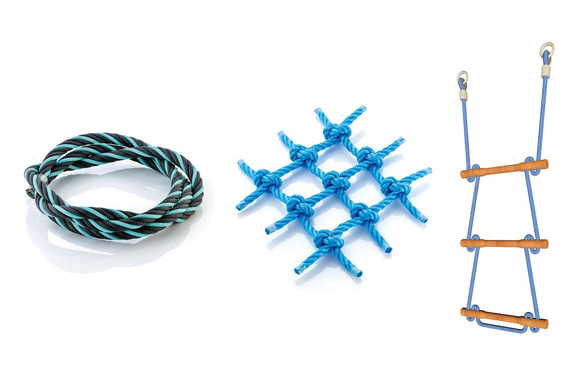 Kletternetze, Strickleitern + Taue