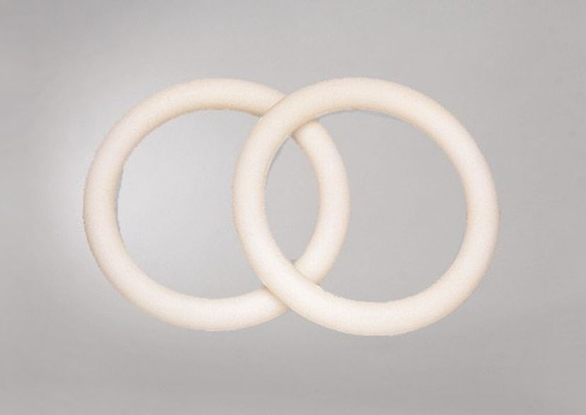 Gymnastics rings per piece with polypropylene multifilament hanging ropes