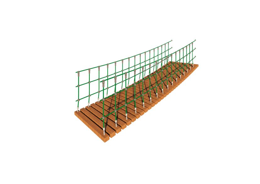 Net handrails for wooden or rubber walkway, per running metre