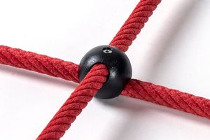 Kletternetz aus Herkulesseil, Ø 16 mm, mit Kunststoff-Knotenkugel, Maschenweite 35 cm