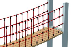 Net handrails for wooden or rubber walkway, per running metre