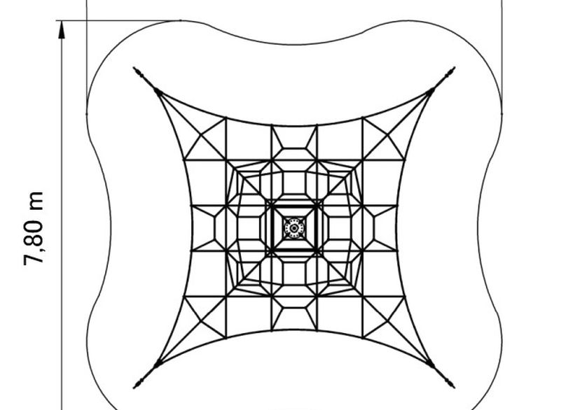 Seilpyramide SPIDER 4 mit 4 Abspannungen