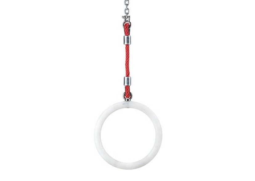 Gymnastics rings per piece with polypropylene multifilament hanging ropes