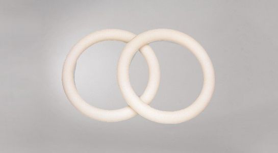 Gymnastics rings per piece with polypropylene multifilament hanging ropes