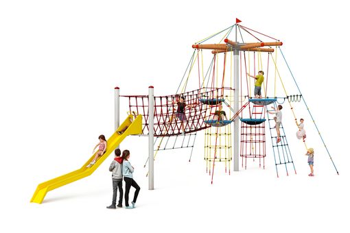 Vogelnestbaum inkl. Brücke und Rutsche - Holz