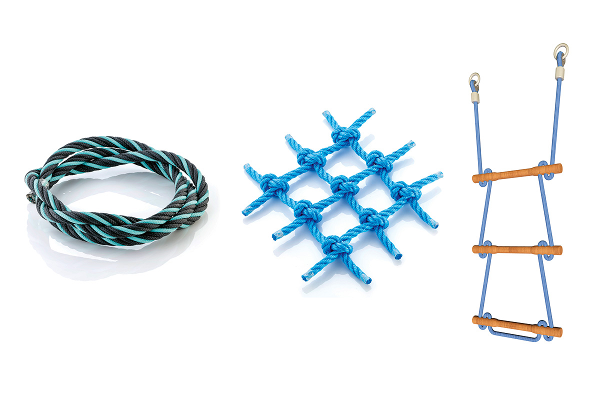 Climbing nets, rope ladders + ropes